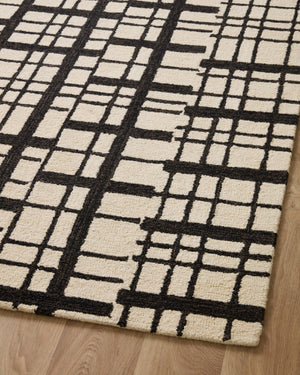 Chris Loves Julia x Loloi Polly Rugs - Black / Ivory-Blue Hand Home