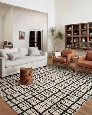 Chris Loves Julia x Loloi Polly Rugs - Black / Ivory-Blue Hand Home