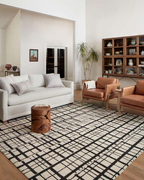 Chris Loves Julia x Loloi Polly Rugs - Black / Ivory-Blue Hand Home