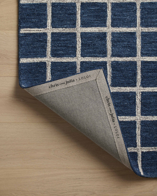 Chris Loves Julia x Loloi Polly Rugs - Navy / Silver-Blue Hand Home