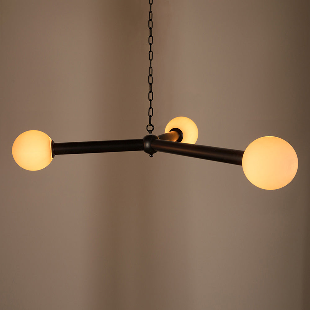 Clemenza Chandelier In Matte Black Iron And Frosted Glass-Noir Furniture-Blue Hand Home