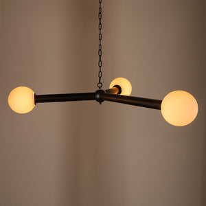 Clemenza Chandelier In Matte Black Iron And Frosted Glass-Noir Furniture-Blue Hand Home