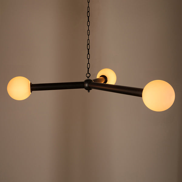 Clemenza Chandelier In Matte Black Iron And Frosted Glass-Noir Furniture-Blue Hand Home