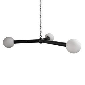 Clemenza Chandelier In Matte Black Iron And Frosted Glass-Noir Furniture-Blue Hand Home