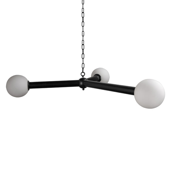 Clemenza Chandelier In Matte Black Iron And Frosted Glass-Noir Furniture-Blue Hand Home