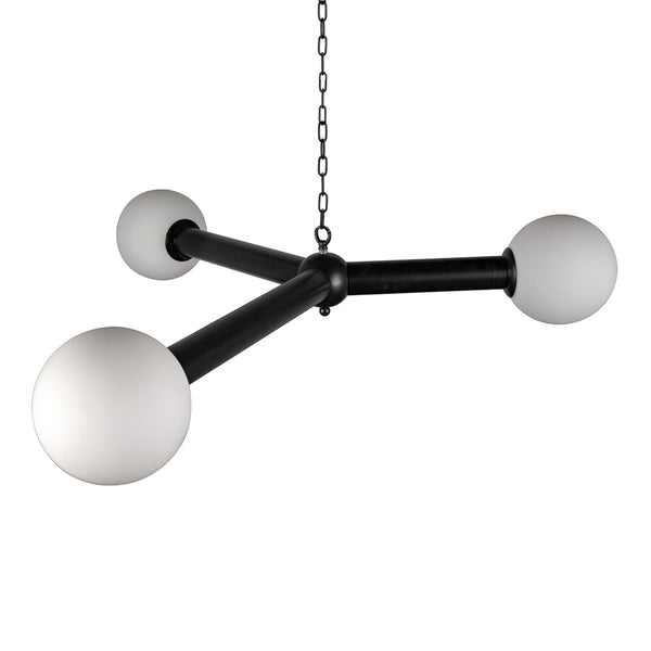 Clemenza Chandelier In Matte Black Iron And Frosted Glass-Noir Furniture-Blue Hand Home