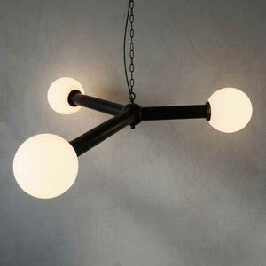 Clemenza Chandelier In Matte Black Iron And Frosted Glass-Noir Furniture-Blue Hand Home