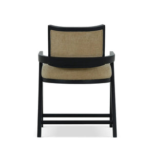 Bramble Pierre Dining Chair in Batavia Black w/ Upholstered Back w/ Thames French Yellow Performance Fabric-Bramble-Blue Hand Home