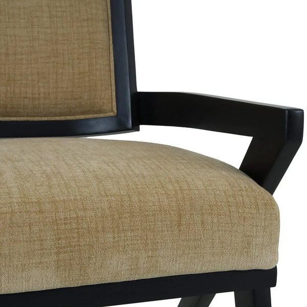 Bramble Pierre Dining Chair in Batavia Black w/ Upholstered Back w/ Thames French Yellow Performance Fabric-Bramble-Blue Hand Home