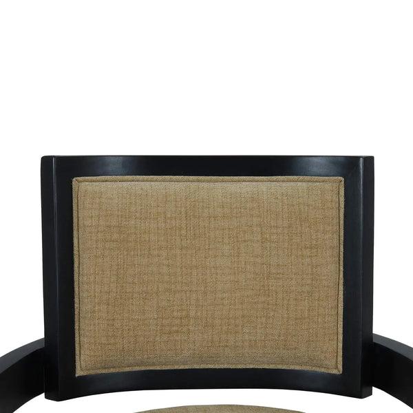 Bramble Pierre Dining Chair in Batavia Black w/ Upholstered Back w/ Thames French Yellow Performance Fabric-Bramble-Blue Hand Home