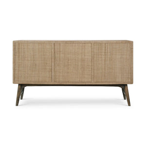 Bramble Pierre Mid Century Buffet Wrapped In Raw Raffia W/ Straw Wash Legs-Bramble-Blue Hand Home
