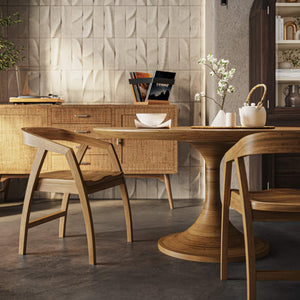 Bramble Pierre Round Dining Table 60'' In Antique French Oak-Bramble-Blue Hand Home