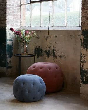 Pouf Round Ottoman - See All Sizes-Blue Hand Home