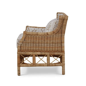 Bramble Rabana Rattan Chair In Natural Rattan Chair W/ Whisper Word Fabric Cushion-Bramble-Blue Hand Home