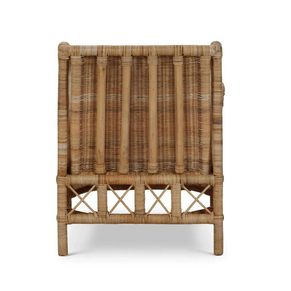 Bramble Rabana Rattan Chair In Natural Rattan Chair W/ Whisper Word Fabric Cushion-Bramble-Blue Hand Home