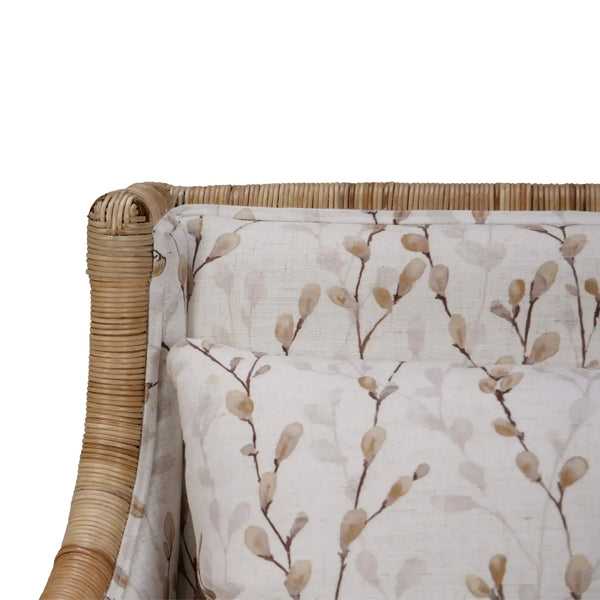 Bramble Rabana Rattan Chair In Natural Rattan Chair W/ Whisper Word Fabric Cushion-Bramble-Blue Hand Home