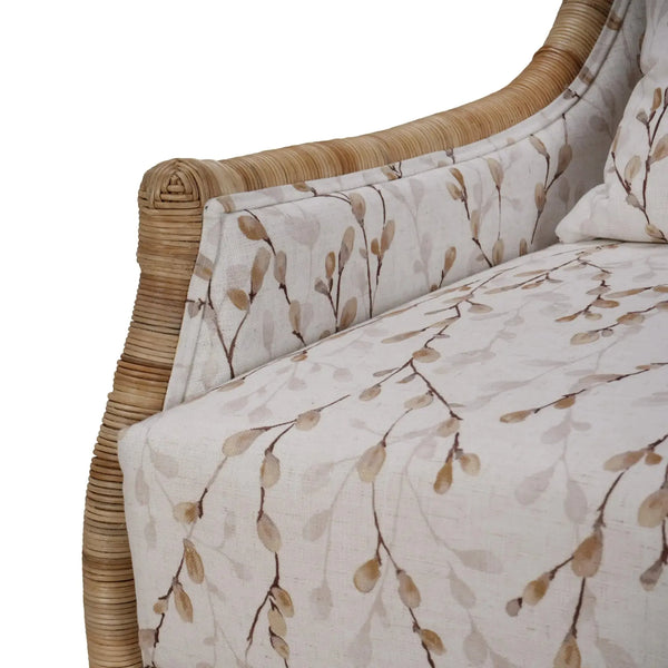 Bramble Rabana Rattan Chair In Natural Rattan Chair W/ Whisper Word Fabric Cushion-Bramble-Blue Hand Home