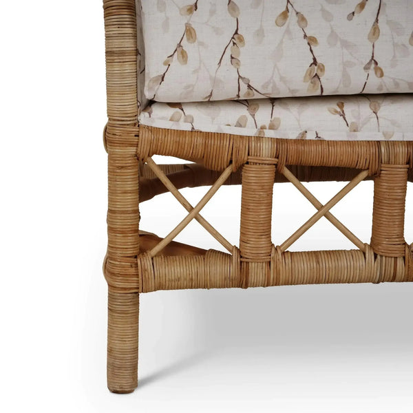 Bramble Rabana Rattan Chair In Natural Rattan Chair W/ Whisper Word Fabric Cushion-Bramble-Blue Hand Home