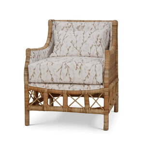 Bramble Rabana Rattan Chair In Natural Rattan Chair W/ Whisper Word Fabric Cushion-Bramble-Blue Hand Home