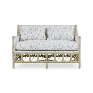 Bramble Rabana Rattan Loveseat in Natural Rattan w/ Whisper Word Fabric Cushion-Bramble-Blue Hand Home