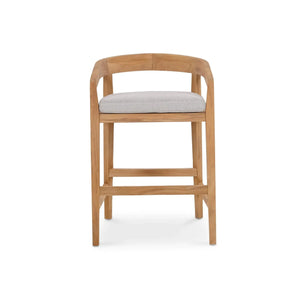 Bramble Raleigh Counter Stool W/ Seat Cushion - Outdoor Teak-Bramble-Blue Hand Home