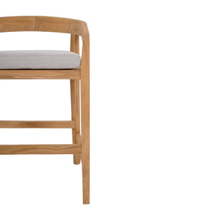 Bramble Raleigh Counter Stool W/ Seat Cushion - Outdoor Teak-Bramble-Blue Hand Home