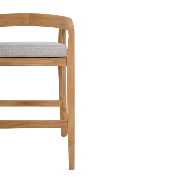 Bramble Raleigh Counter Stool W/ Seat Cushion - Outdoor Teak-Bramble-Blue Hand Home