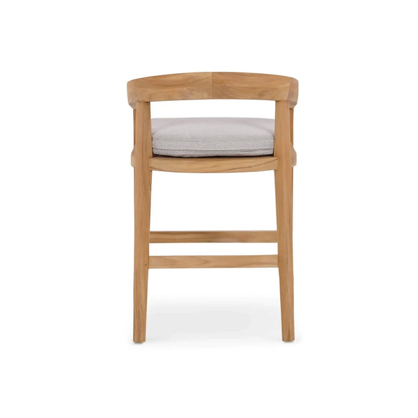 Bramble Raleigh Counter Stool W/ Seat Cushion - Outdoor Teak-Bramble-Blue Hand Home