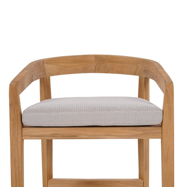 Bramble Raleigh Counter Stool W/ Seat Cushion - Outdoor Teak-Bramble-Blue Hand Home