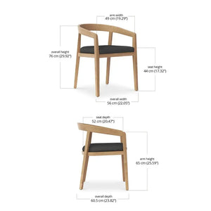 Bramble Raleigh Dining Chair W/ Seat Cushion - Outdoor Teak-Bramble-Blue Hand Home