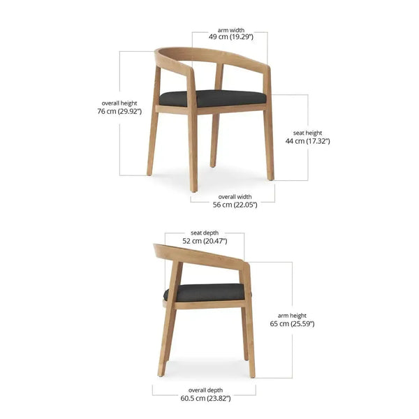 Bramble Raleigh Dining Chair W/ Seat Cushion - Outdoor Teak-Bramble-Blue Hand Home