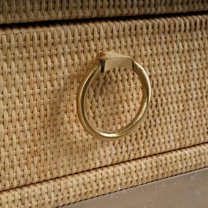 Bramble Renoir Bedside Table Wrapped In Natural Rattan W/ Sandbar Legs-Bramble-Blue Hand Home