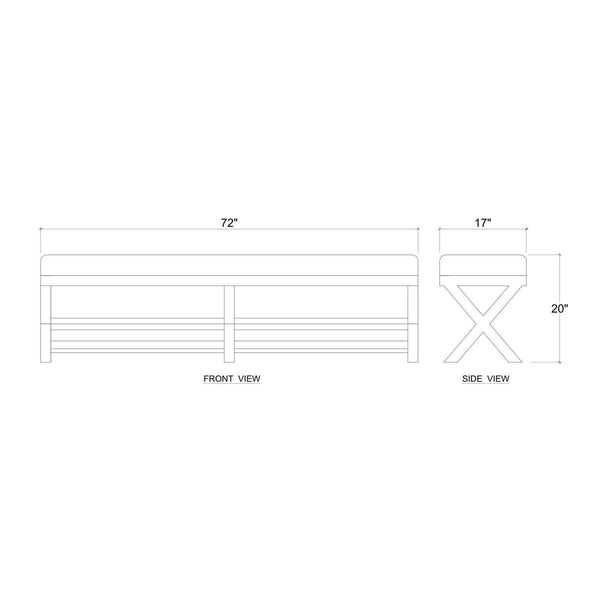 Renoir Upholstered Bench-Blue Hand Home