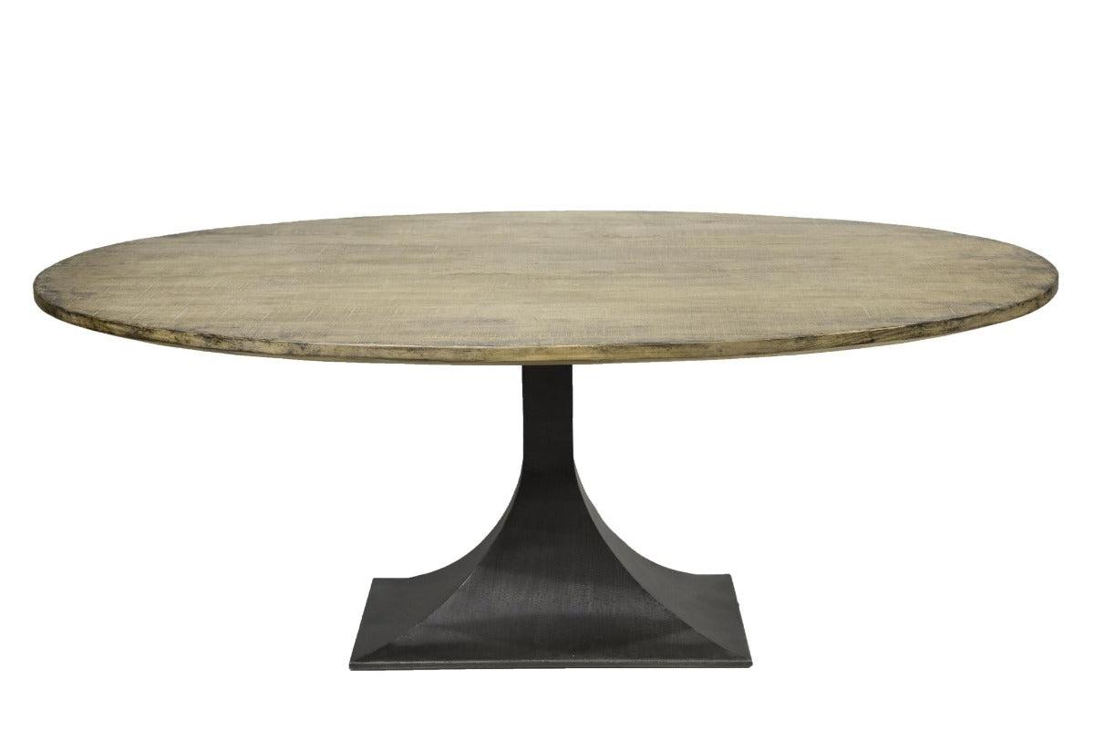 Ida 78" Oval Dining Table with Makenzie Base - Iron / Reclaimed Pine-Blue Hand Home