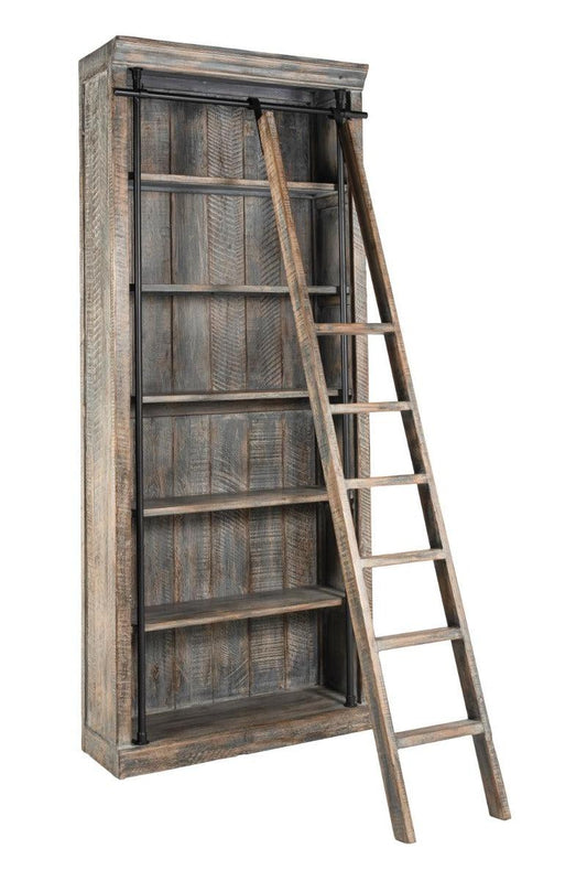 Naomi Bookcase with Ladder - Reclaimed Pine / Iron-Blue Hand Home