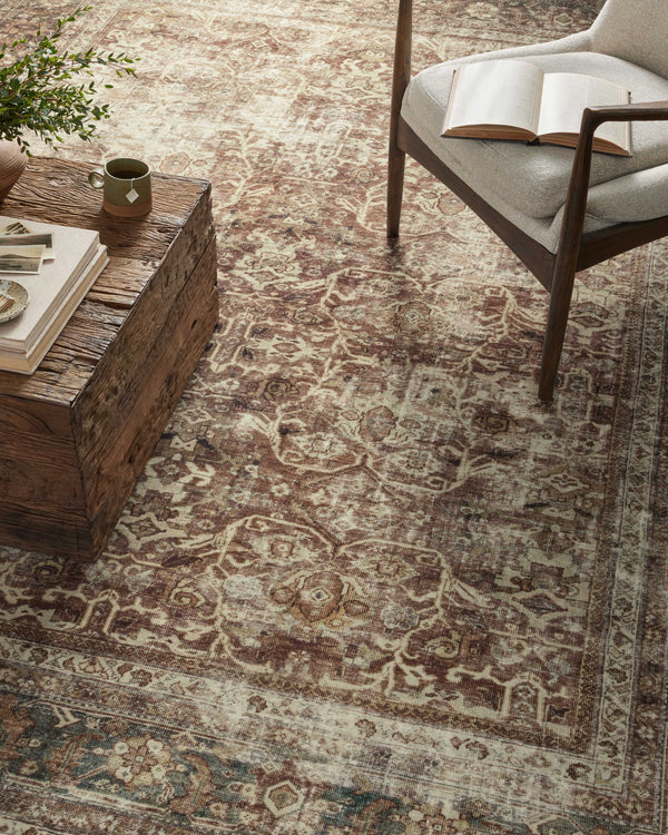 Magnolia Home by Joanna Gaines x Loloi Sinclair Rug - Rust / Lagoon-Blue Hand Home