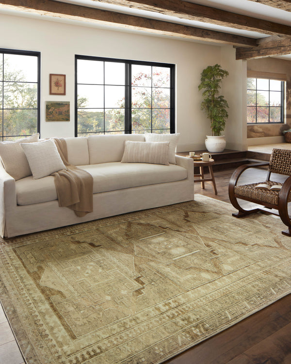 Magnolia Home by Joanna Gaines x Loloi Sinclair Rug - Khaki / Tobacco-Blue Hand Home