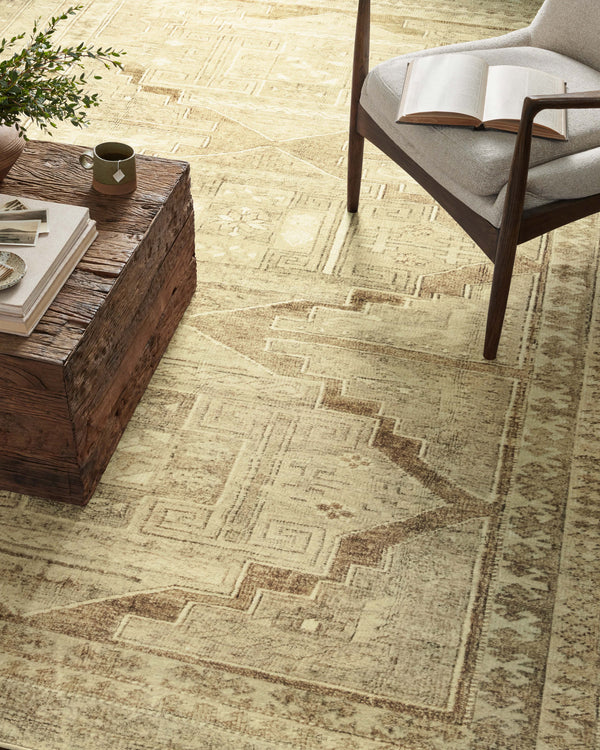 Magnolia Home by Joanna Gaines x Loloi Sinclair Rug - Khaki / Tobacco-Blue Hand Home