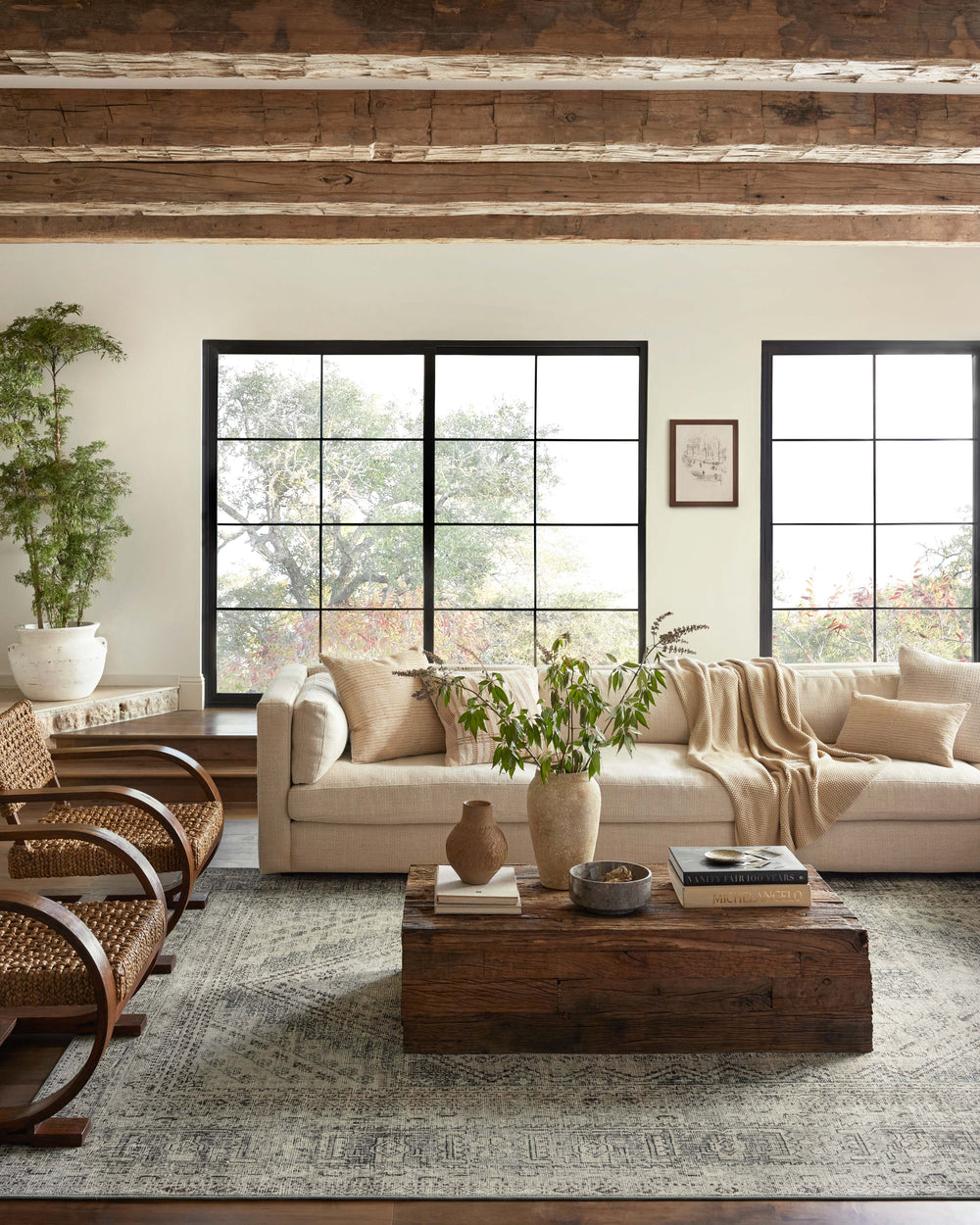 Magnolia Home by Joanna Gaines x Loloi Sinclair Rug - Natural / Sage-Blue Hand Home