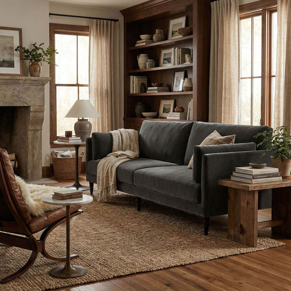 Andalusia Sofa with Velvet-Noir Furniture-Blue Hand Home