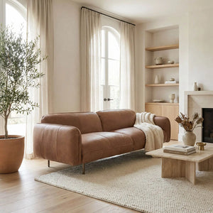 Franklin Sofa, Coris Brown Leather-Noir Furniture-Blue Hand Home