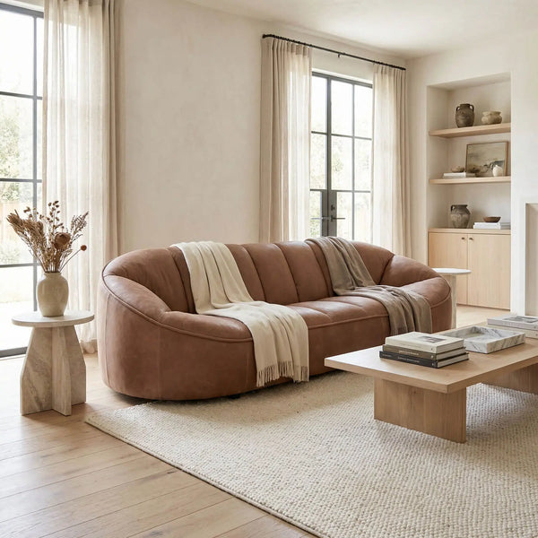 Amadeus Sofa, Coris Brown Leather-Noir Furniture-Blue Hand Home