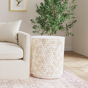 Fulton Storage Side Table, White Wash