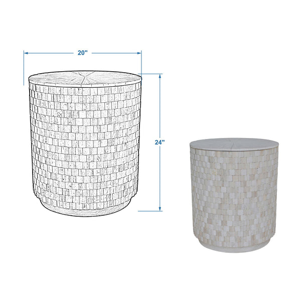 Fulton Storage Side Table, White Wash