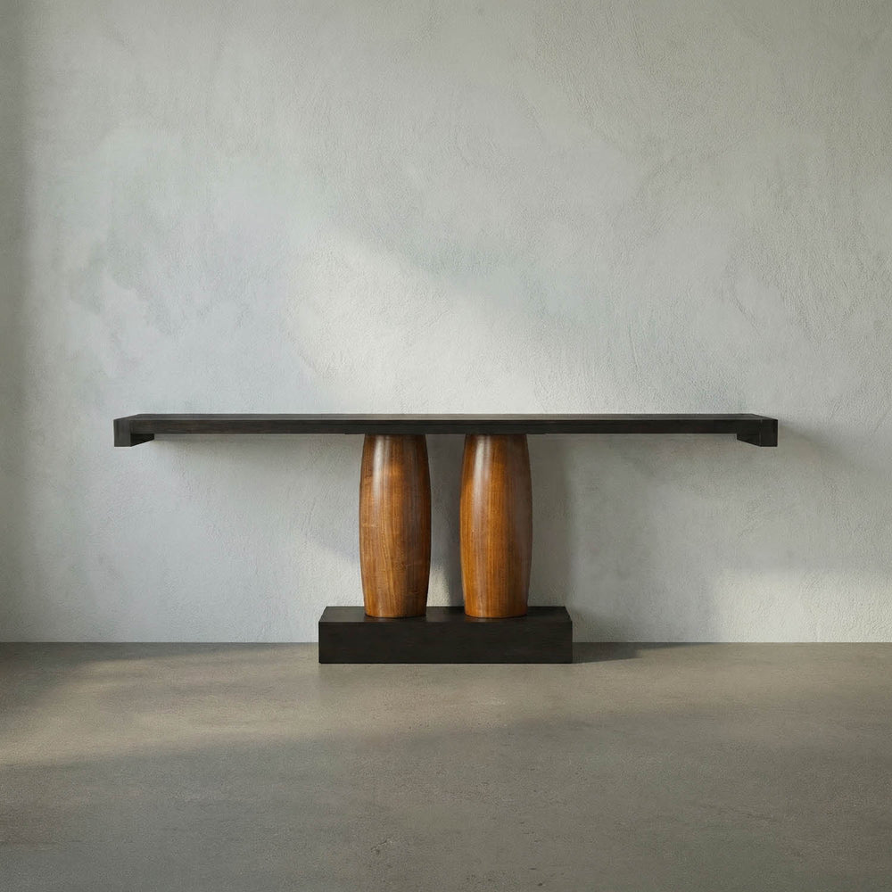 Console With Two-Pedestal-Noir Furniture-Blue Hand Home