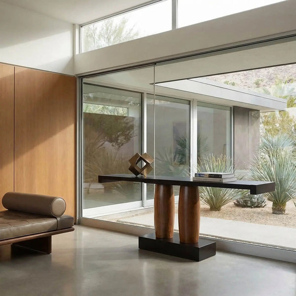 Console With Two-Pedestal-Noir Furniture-Blue Hand Home