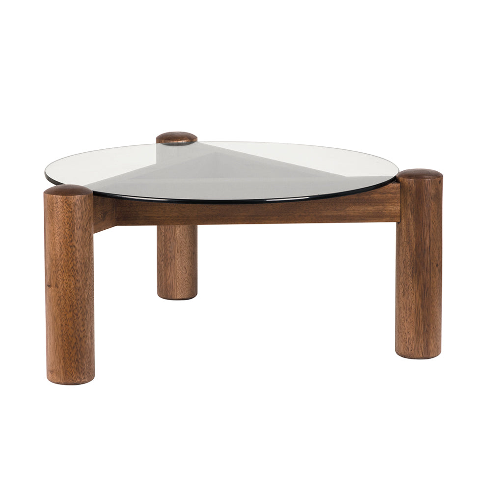 Round Coffee Table with Glass Top-Noir Furniture-Blue Hand Home