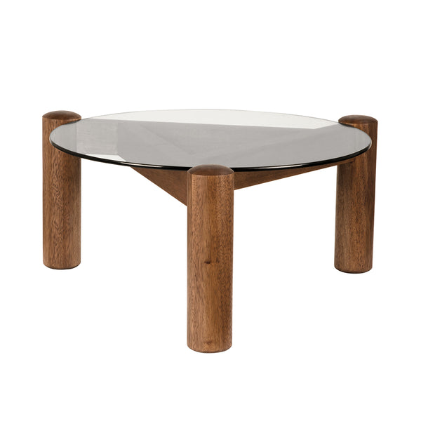 Round Coffee Table with Glass Top-Noir Furniture-Blue Hand Home