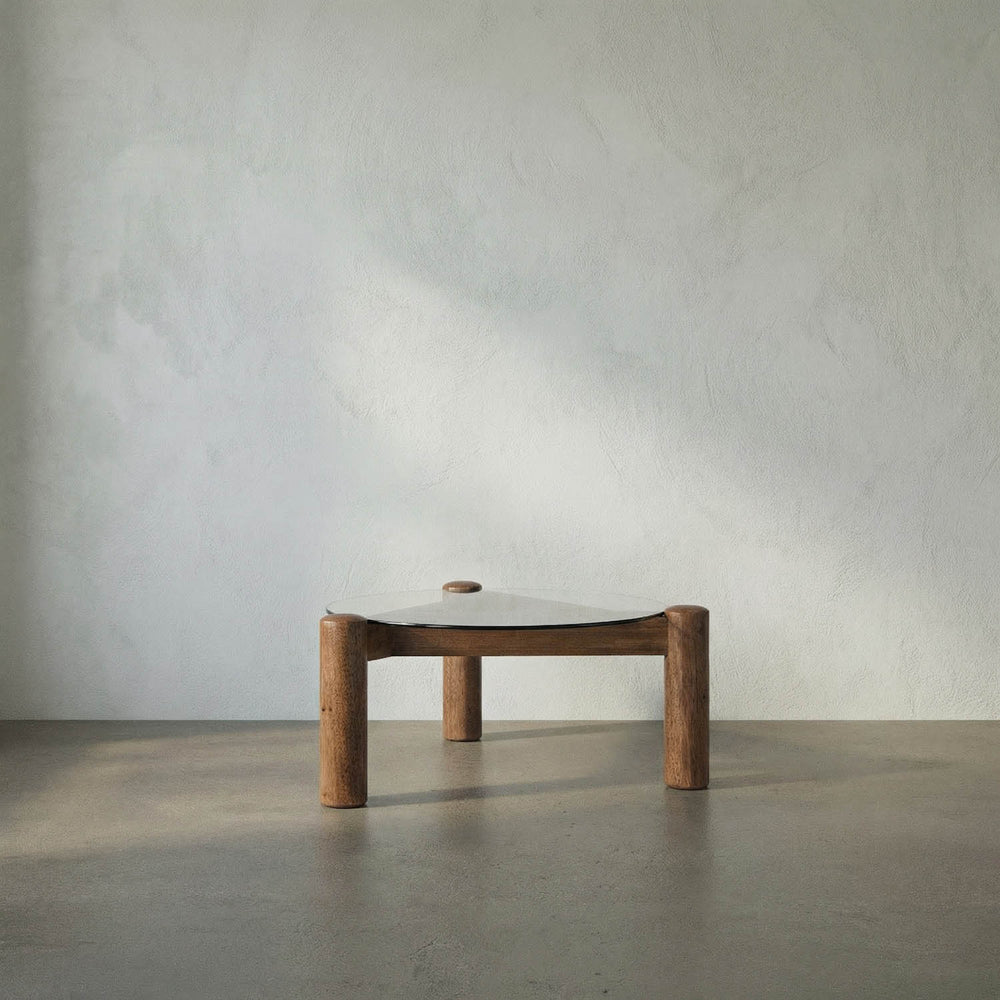 Round Coffee Table with Glass Top-Noir Furniture-Blue Hand Home