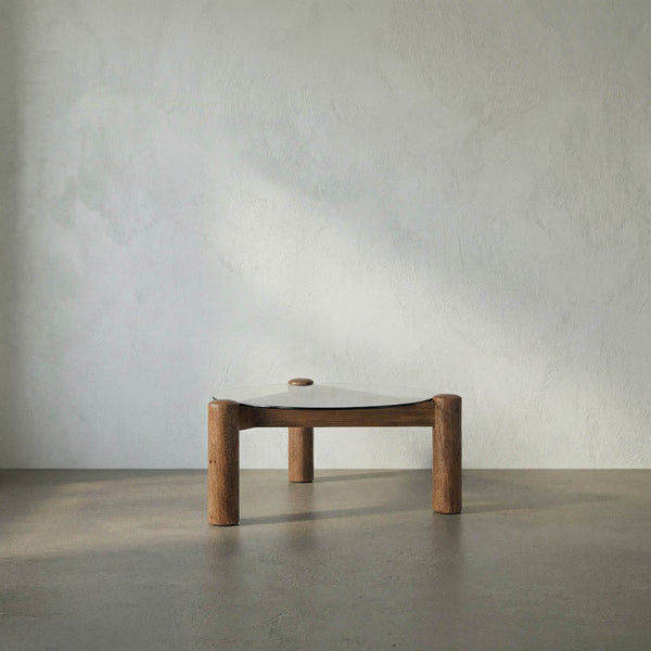 Round Coffee Table with Glass Top-Noir Furniture-Blue Hand Home